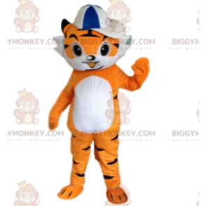Fantasia de mascote de filhote de tigre laranja e branco