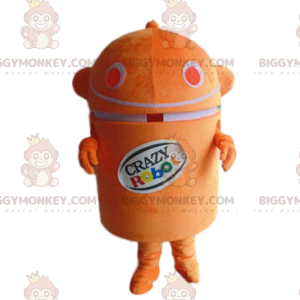 Oranje en witte robot BIGGYMONKEY™ mascottekostuum