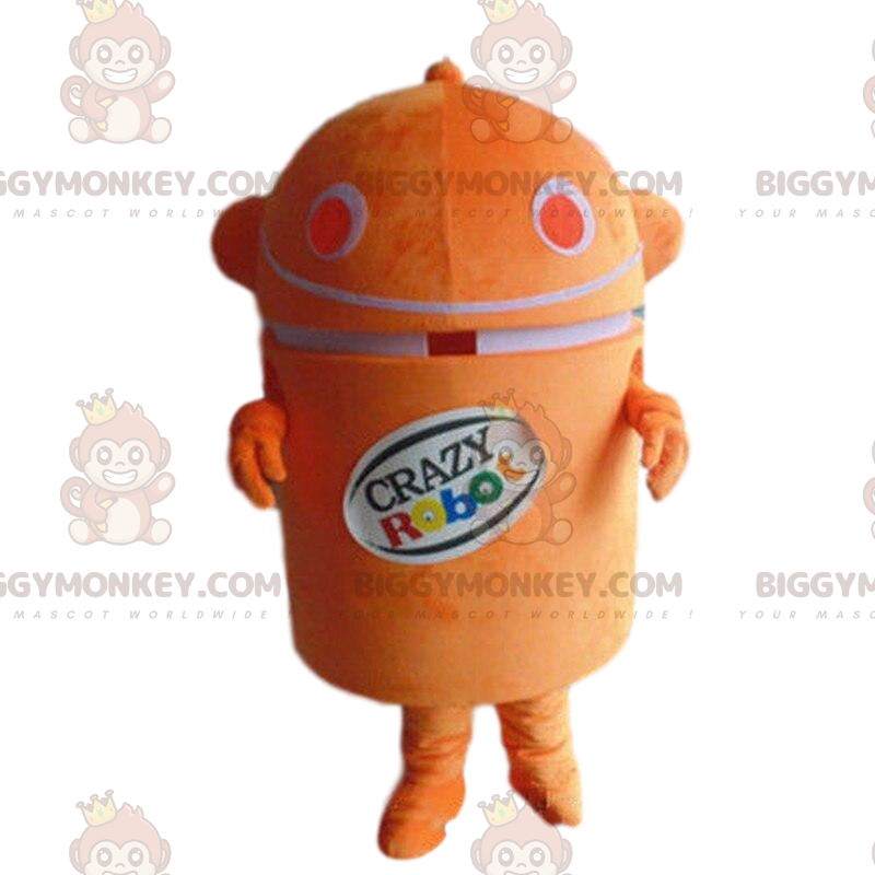Traje de mascote BIGGYMONKEY™ robô laranja e branco, traje
