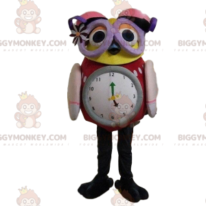 Costume da mascotte da gufo BIGGYMONKEY™ con grande orologio e