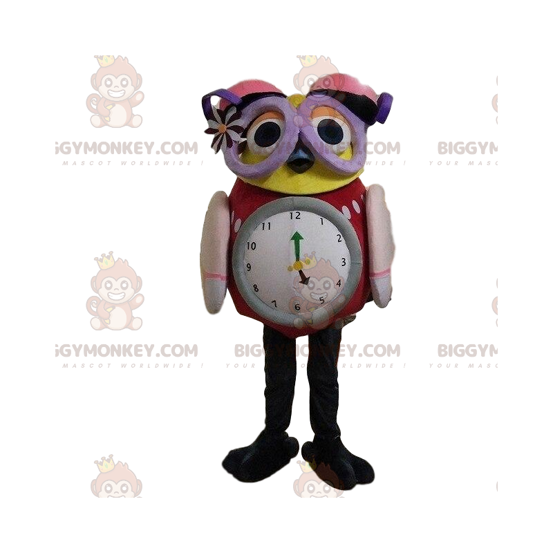 Owl BIGGYMONKEY™ Mascot Costume with Big Clock and Glasses –