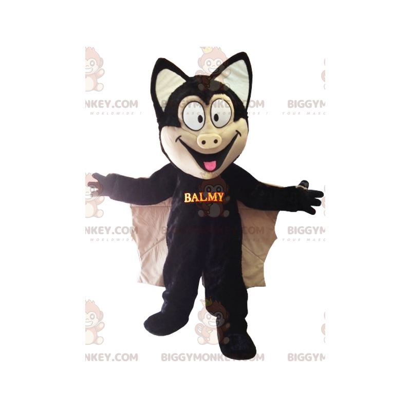 Linda fantasia de mascote BIGGYMONKEY™ de morcego preto –