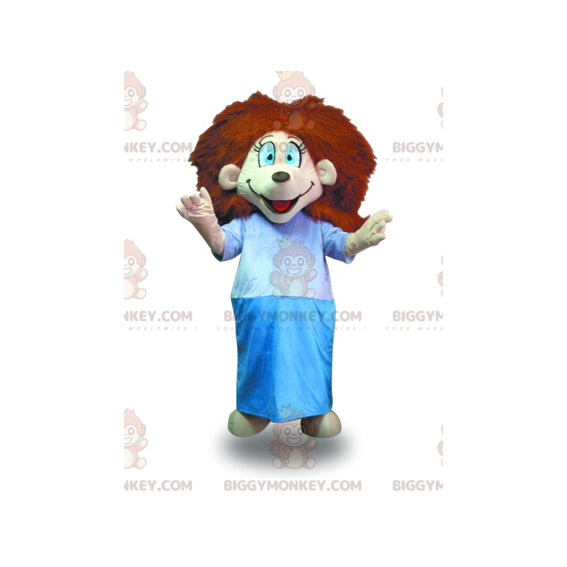 Red Hair Girl BIGGYMONKEY™ Mascot Costume With Dressing Gown -