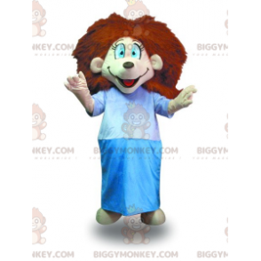 Red Hair Girl BIGGYMONKEY™ Mascot Costume With Dressing Gown -