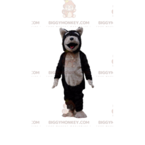 Costume de mascotte BIGGYMONKEY™ de chien noir et gris, costume