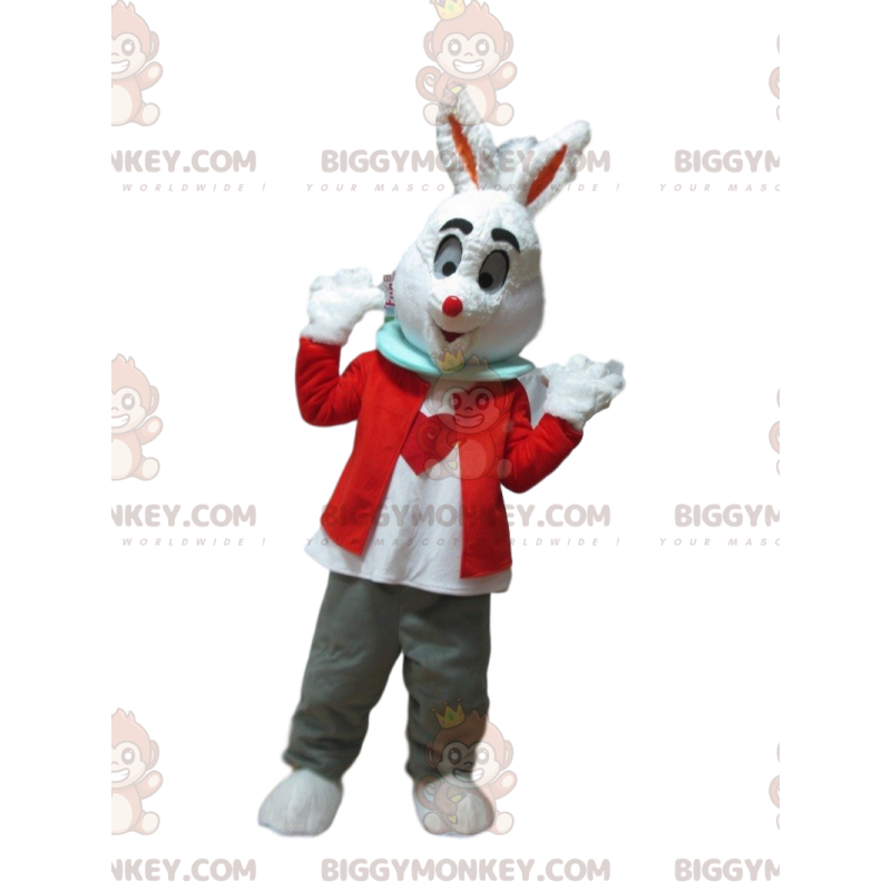 BIGGYMONKEY™ maskotkostume af den berømte hvide kanin i Alice i