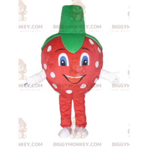 Kostým maskota BIGGYMONKEY™ z červené jahody s bílými puntíky