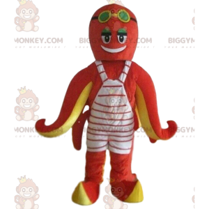 Costume de mascotte BIGGYMONKEY™ de pieuvre rouge et jaune