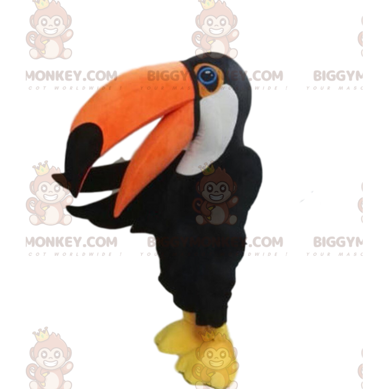 Giant Toucan BIGGYMONKEY™ maskotdräkt, svart papegojdräkt -