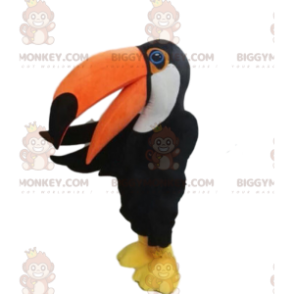 Giant Toucan BIGGYMONKEY™ Mascot Costume, Black Parrot Costume