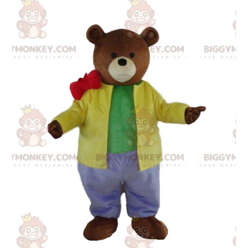 BIGGYMONKEY™ Mascot Costume Teddy Bear in Colorful Outfit