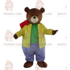 Kostým maskota BIGGYMONKEY™ Medvídek v barevném oblečení