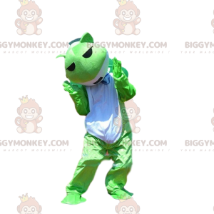 BIGGYMONKEY™ maskottiasu vihreä ja valkoinen sammakko-
