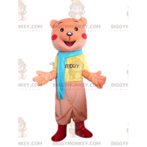 BIGGYMONKEY™ Maskottchenkostüm orangefarbener Teddy