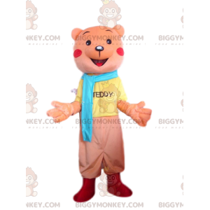 Orange teddy BIGGYMONKEY™ mascot costume, orange bear costume -