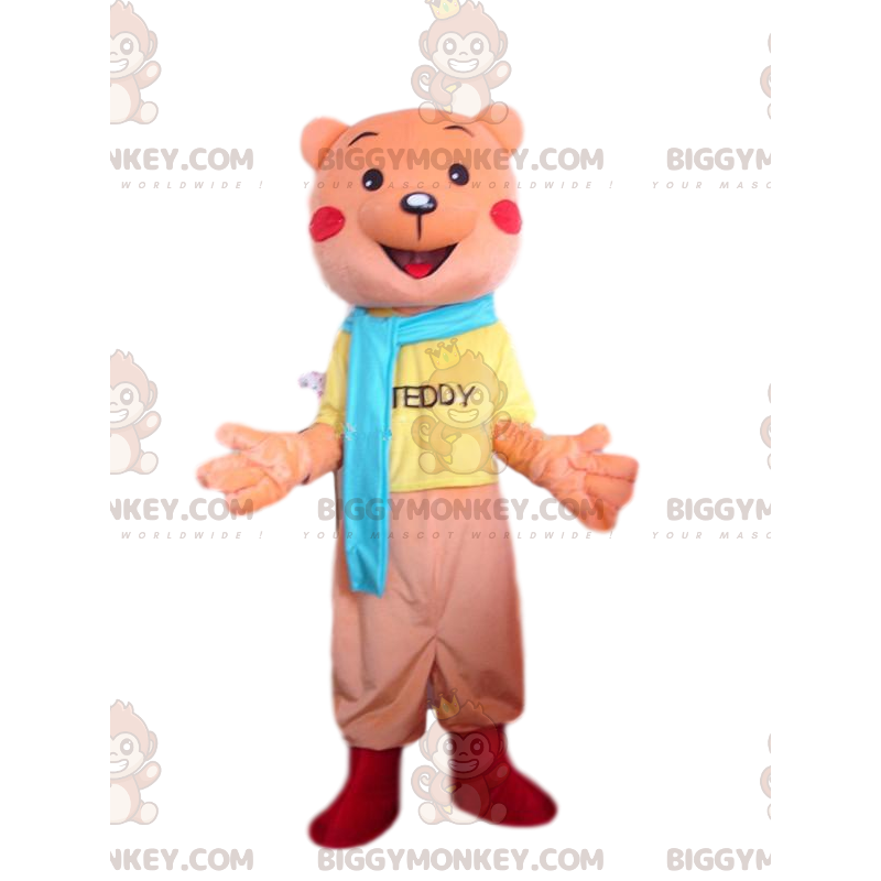 BIGGYMONKEY™ Maskottchenkostüm orangefarbener Teddy