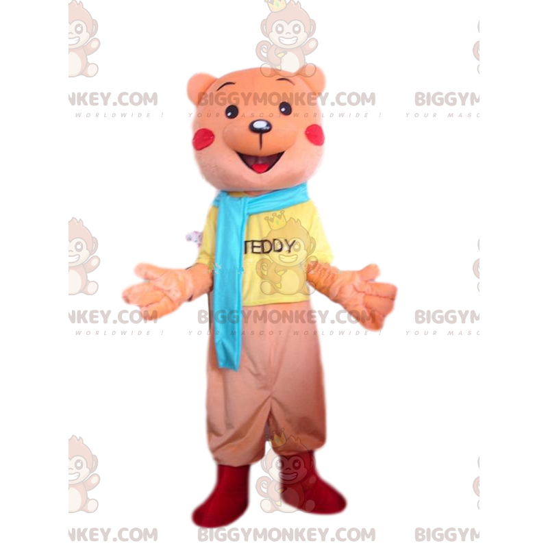 Orange teddy BIGGYMONKEY™ mascot costume, orange bear costume –