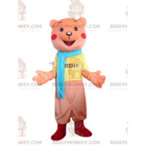 Orange teddy BIGGYMONKEY™ mascot costume, orange bear costume –