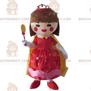 BIGGYMONKEY™ mascottekostuum van meisje verkleed met snoep