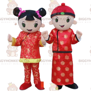 2 Maskottchen der asiatischen Figur BIGGYMONKEY™, Asia-Kostüm -