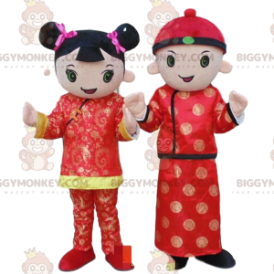 Duo de mascottes BIGGYMONKEY™ de personnages asiatiques