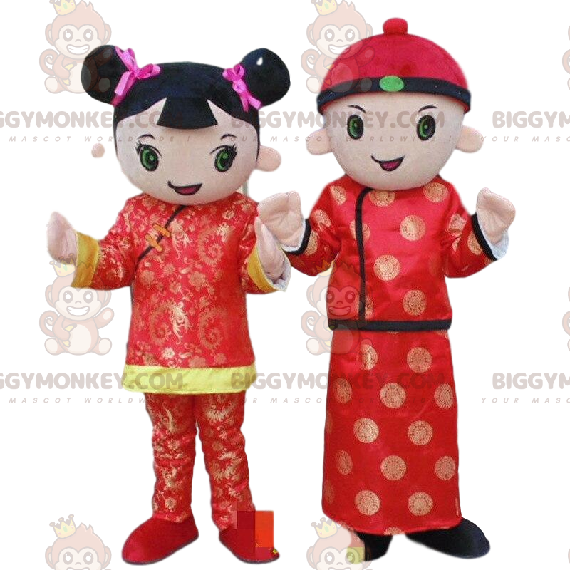 2 mascotte personaggio asiatico BIGGYMONKEY™, costume asiatico