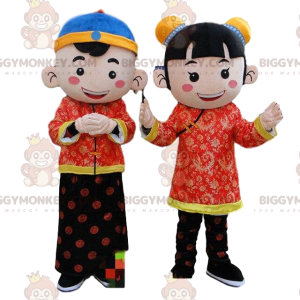 2 Aziatische karakter BIGGYMONKEY's mascotte, Azië kostuum -
