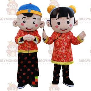 2 Maskottchen der asiatischen Figur BIGGYMONKEY™, Asia-Kostüm -