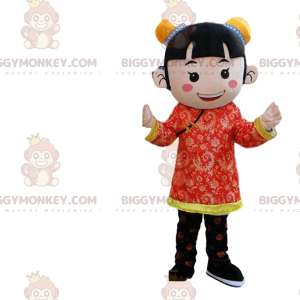 Aasialaisen hahmon BIGGYMONKEY™ maskottiasu, aasialainen puku -