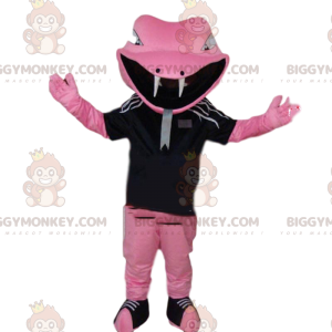 Costume da mascotte BIGGYMONKEY™ serpente rosa in abbigliamento