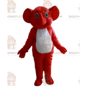 Costume de mascotte BIGGYMONKEY™ d'éléphant rouge et blanc