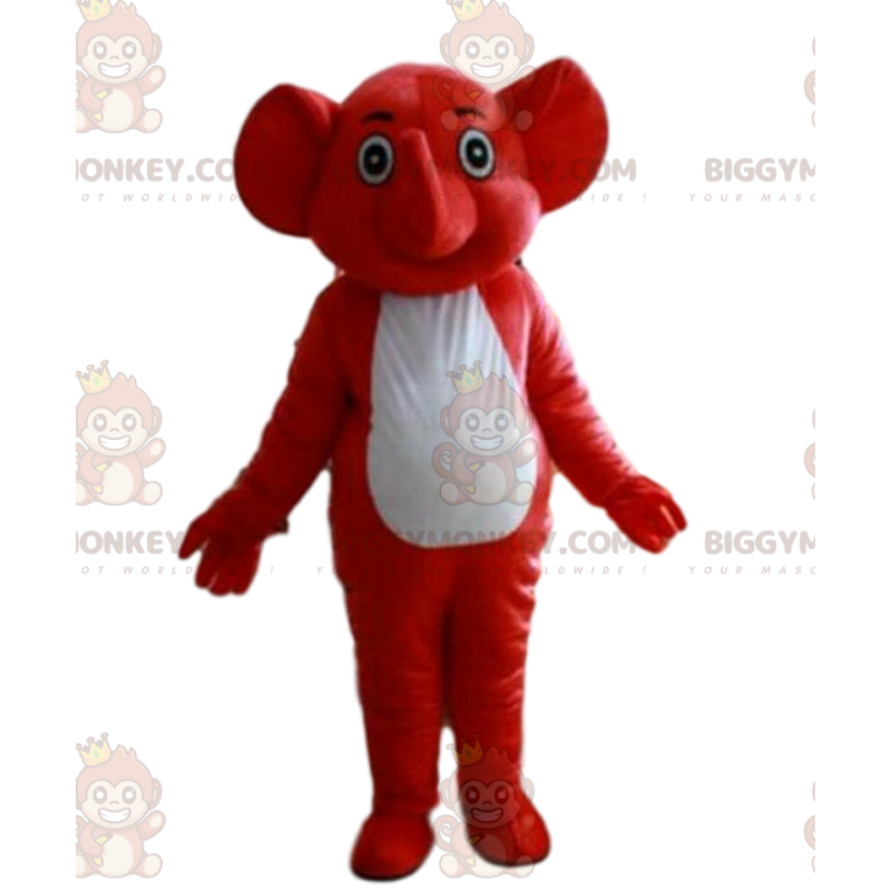 Kostým maskota červenobílého slona BIGGYMONKEY™, kostým slůněte