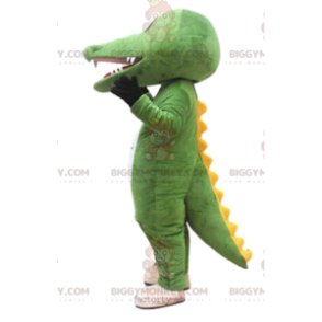 Green and yellow crocodile BIGGYMONKEY™ mascot costume