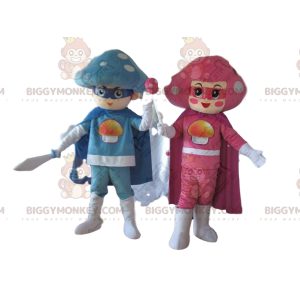 2 BIGGYMONKEY™s Mushroom Mascot, Colorful Mushroom Couple –