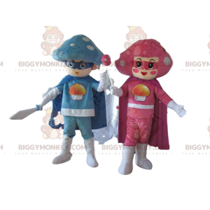 2 mascotes de cogumelos BIGGYMONKEY™s, casal de cogumelos