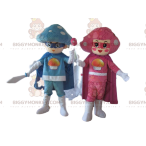 2 mascotes de cogumelos BIGGYMONKEY™s, casal de cogumelos