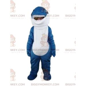 Blau-weißer Delphin BIGGYMONKEY™ Maskottchen-Kostüm