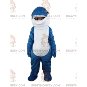 Costume de mascotte BIGGYMONKEY™ de dauphin bleu et blanc