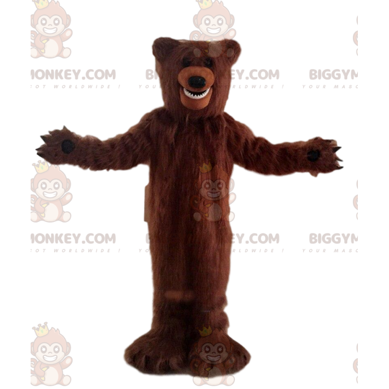 BIGGYMONKEY™ Costume da mascotte da orso bruno peloso grande
