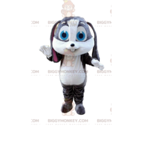 BIGGYMONKEY™ Mascot Costume Big Gray and White Bunny with Big