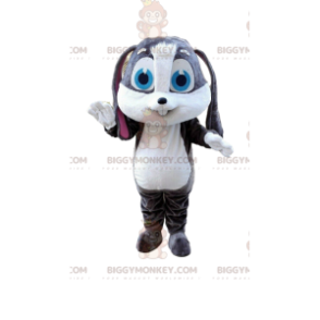 Traje de mascote BIGGYMONKEY™ Coelhinho Grande Cinza e Branco