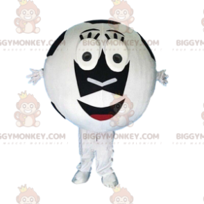 White and black soccer ball BIGGYMONKEY™ mascot costume, sports