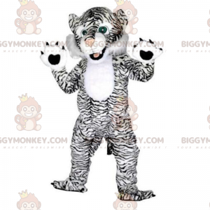 Στολή μασκότ BIGGYMONKEY™ λευκής και μαύρης τίγρης, στολή