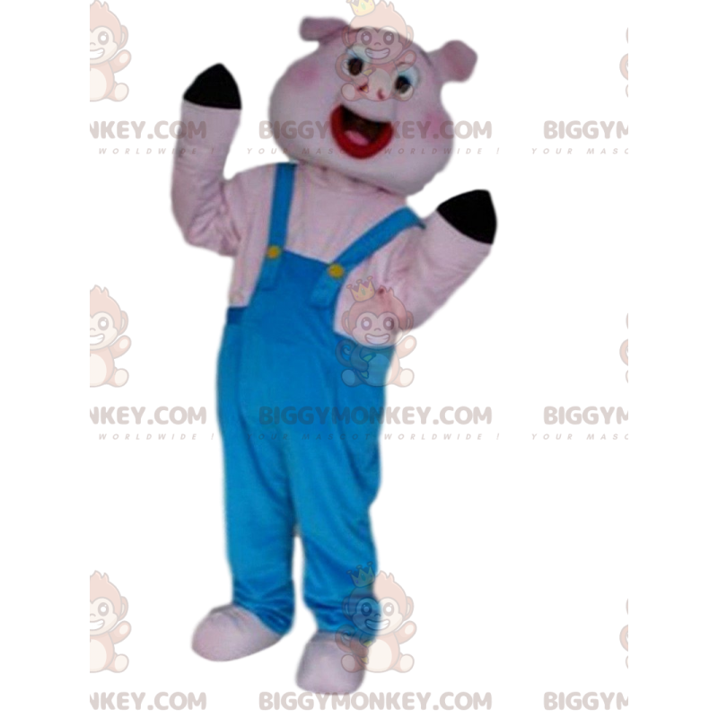 Gris i overalls BIGGYMONKEY™ maskotkostume, kostume til 3 små