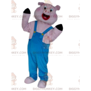 Costume de mascotte BIGGYMONKEY™ de cochon en salopette