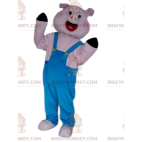Pig in Overalls BIGGYMONKEY™ Mascot Costume, 3 Little Pigs
