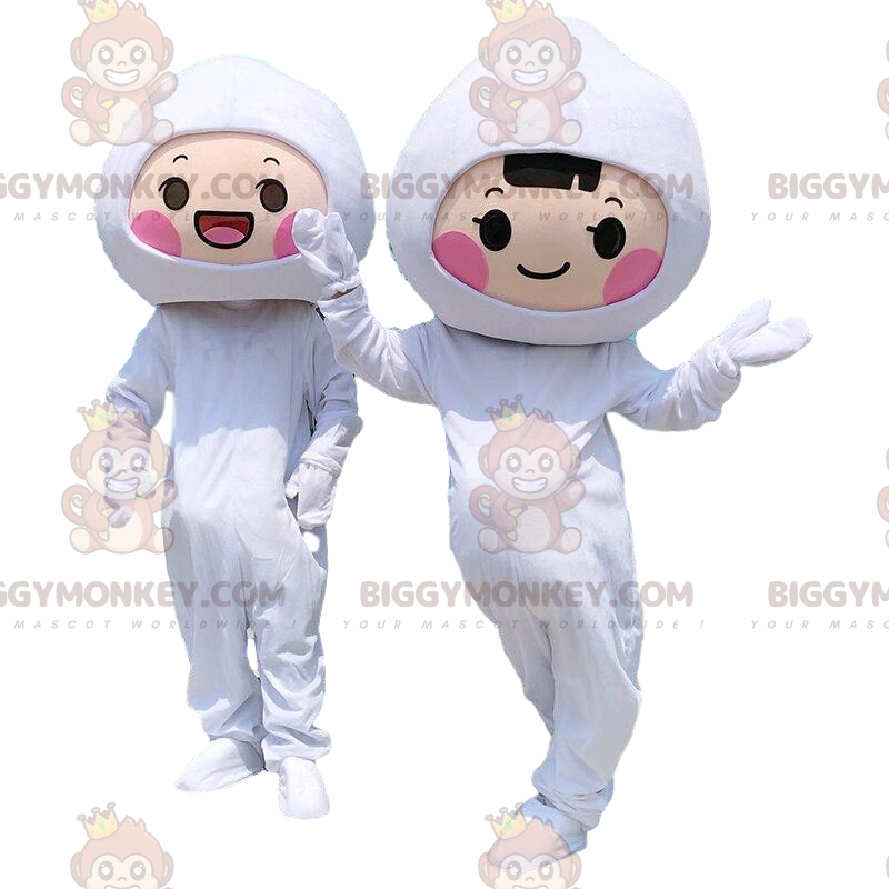 mascota del personaje blanco BIGGYMONKEY™, trajes blancos -