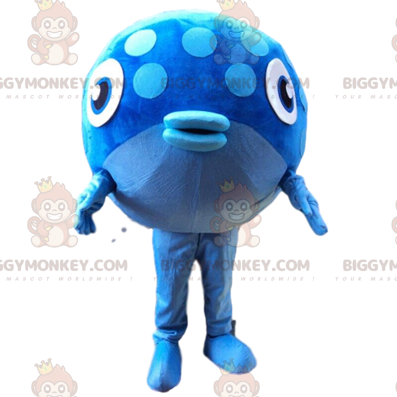 BIGGYMONKEY™ mascottekostuum grote pret blauwe vis, zeekostuum