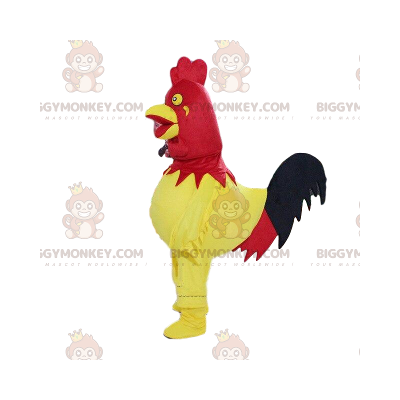 BIGGYMONKEY™ mascot costume of red and yellow rooster, farm