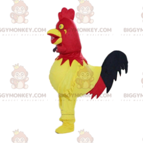 Disfraz de mascota BIGGYMONKEY™ de gallo rojo y amarillo